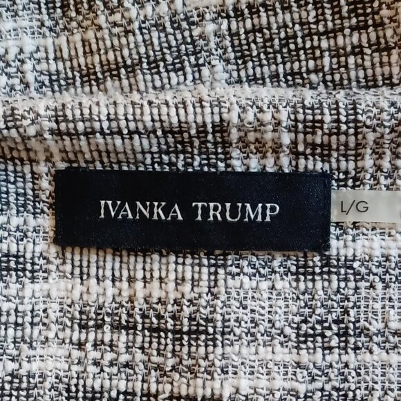 EUC Ivanka Trump Black and White Tweed Peplum Top Size Large - Picture 6 of 9